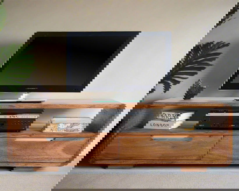 Solid sheesham wood showcase tv unit cabinet - Furnishiaa -  -